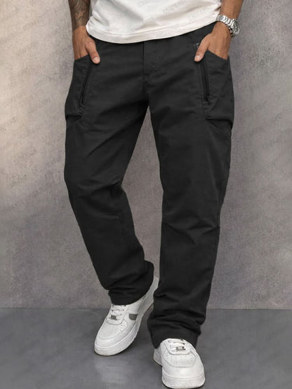 Męskie spodnie cargo z kieszeniami na zamek-Pants for Men-Olave