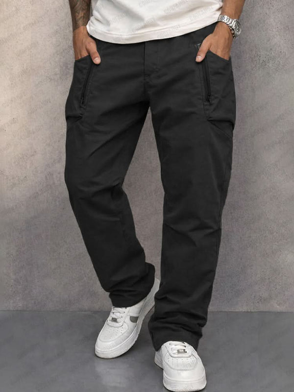 Męskie spodnie cargo z kieszeniami na zamek-Pants for Men-Olave