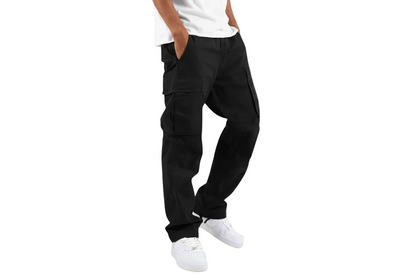 Męskie spodnie cargo z praktycznymi kieszeniami i prostym krojem nogawek-Pants for Men-Olave
