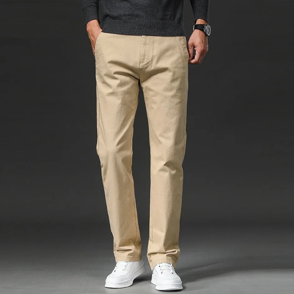 Męskie spodnie chino o kroju regular fit-Pants for Men-Olave