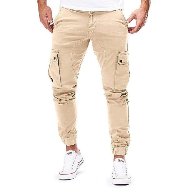 Męskie spodnie joggery cargo o kroju slim fit-Pants for Men-Olave
