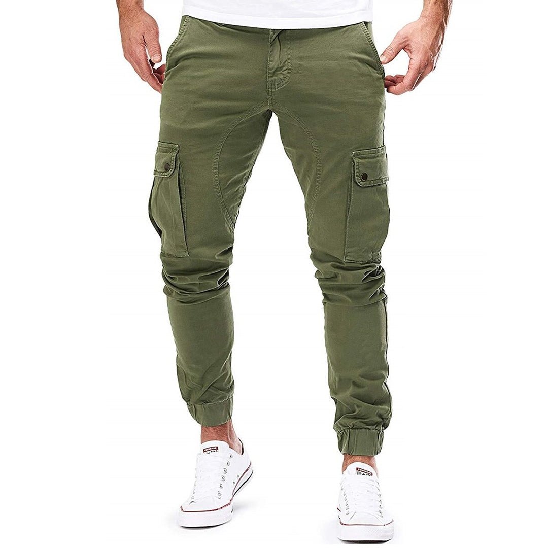 Męskie spodnie joggery cargo o kroju slim fit-Pants for Men-Olave