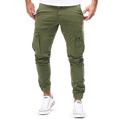 Męskie spodnie joggery cargo o kroju slim fit-Pants for Men-Olave