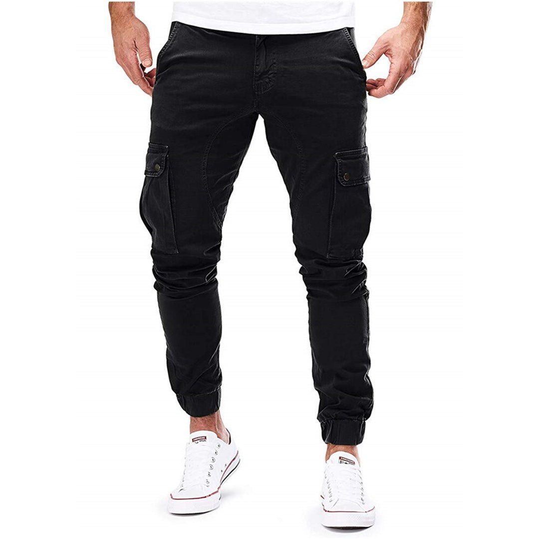 Męskie spodnie joggery cargo o kroju slim fit-Pants for Men-Olave