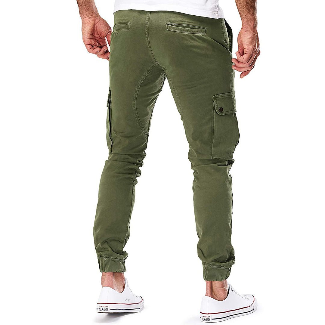 Męskie spodnie joggery cargo o kroju slim fit-Pants for Men-Olave