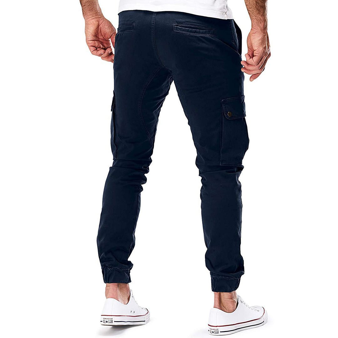 Męskie spodnie joggery cargo o kroju slim fit-Pants for Men-Olave