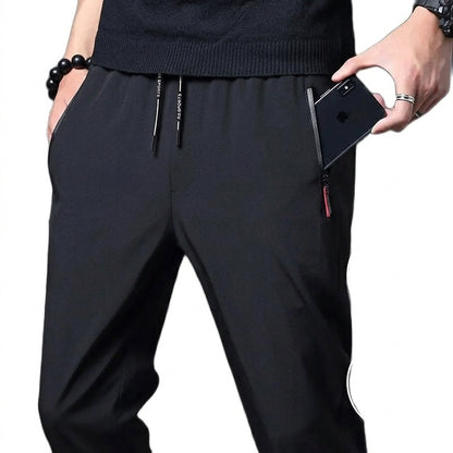 Męskie spodnie joggery slim fit z kieszeniami na zamek-Pants for Men-Olave