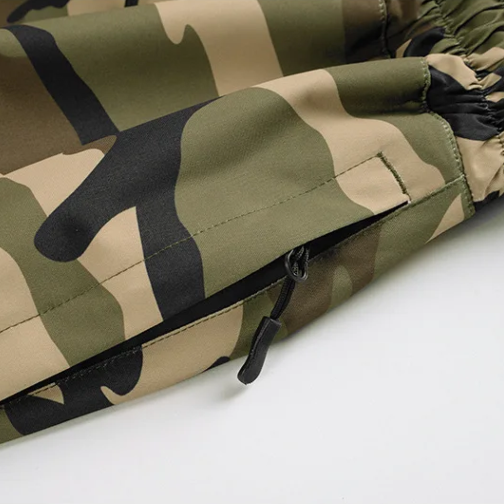 Męskie spodnie snowboardowe cargo w kamuflażu-Pants for Men-Olave