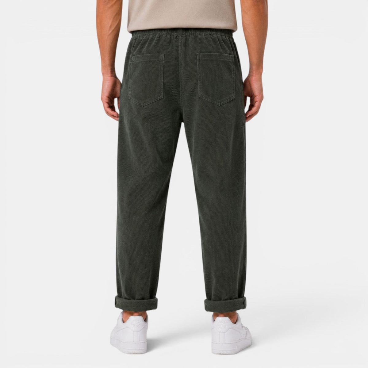 Męskie spodnie sztruksowe z prostymi nogawkami-Pants for Men-Olave