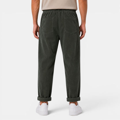 Męskie spodnie sztruksowe z prostymi nogawkami-Pants for Men-Olave