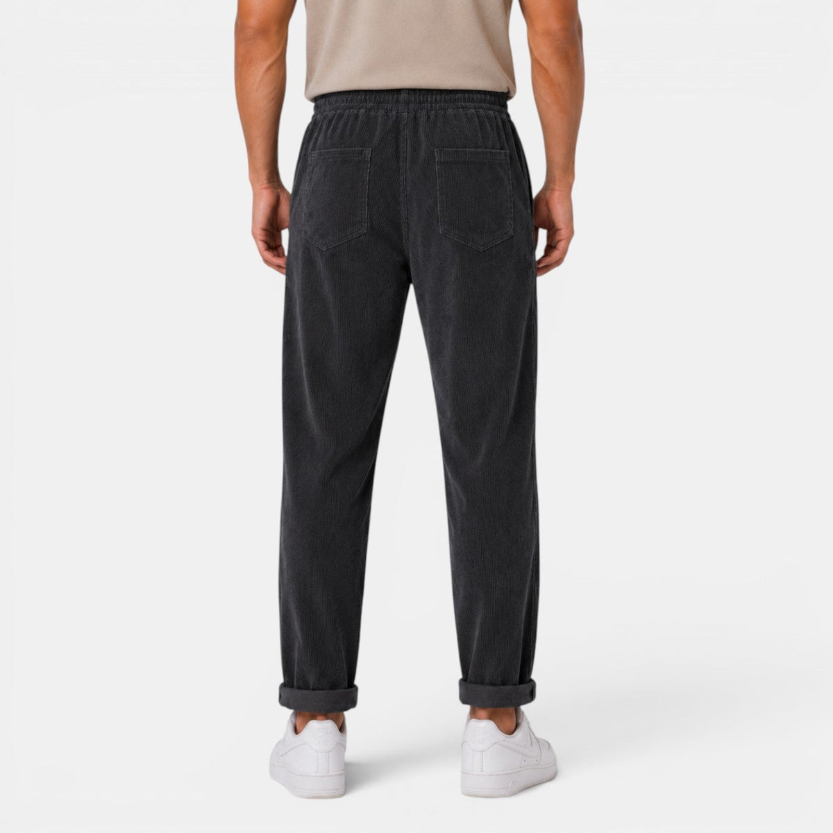 Męskie spodnie sztruksowe z prostymi nogawkami-Pants for Men-Olave