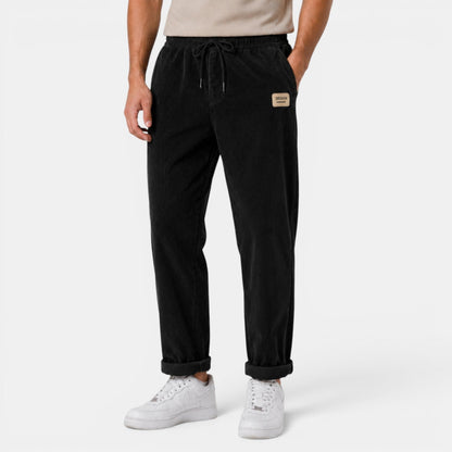 Męskie spodnie sztruksowe z prostymi nogawkami-Pants for Men-Olave