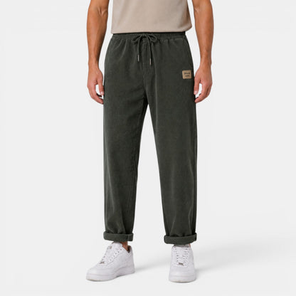 Męskie spodnie sztruksowe z prostymi nogawkami-Pants for Men-Olave