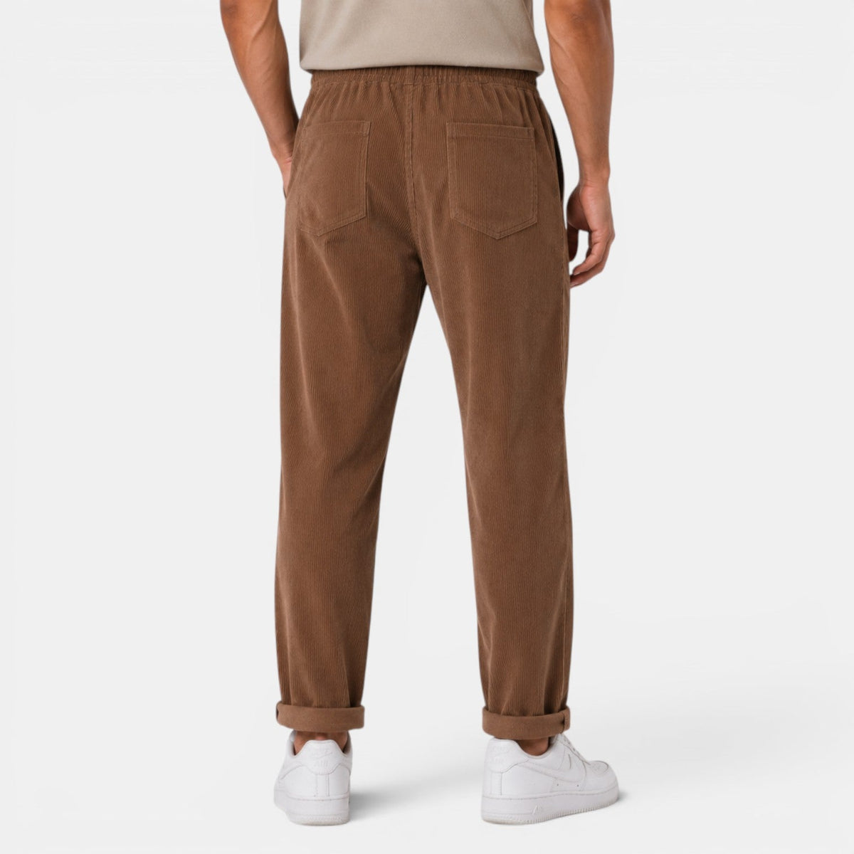 Męskie spodnie sztruksowe z prostymi nogawkami-Pants for Men-Olave