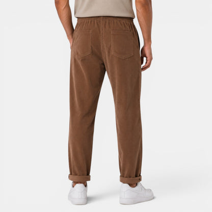 Męskie spodnie sztruksowe z prostymi nogawkami-Pants for Men-Olave