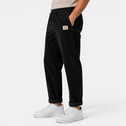 Męskie spodnie sztruksowe z prostymi nogawkami-Pants for Men-Olave
