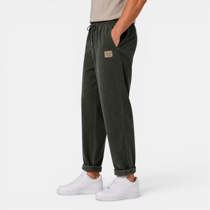Męskie spodnie sztruksowe z prostymi nogawkami-Pants for Men-Olave