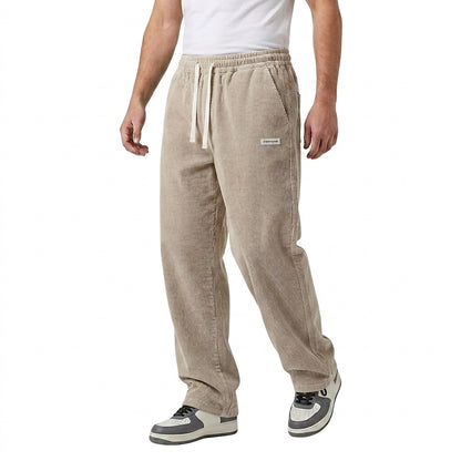 Męskie spodnie sztruksowe ze sznurkiem-Pants for men-Olave