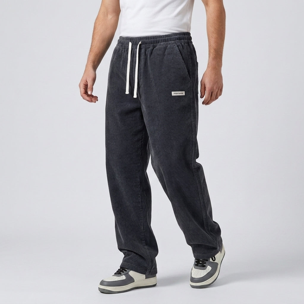 Męskie spodnie sztruksowe ze sznurkiem-Pants for men-Olave