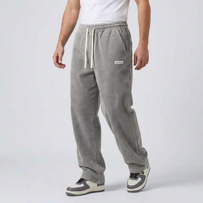 Męskie spodnie sztruksowe ze sznurkiem-Pants for men-Olave