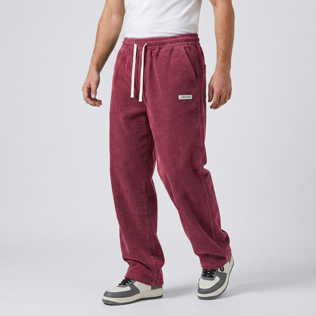 Męskie spodnie sztruksowe ze sznurkiem-Pants for men-Olave