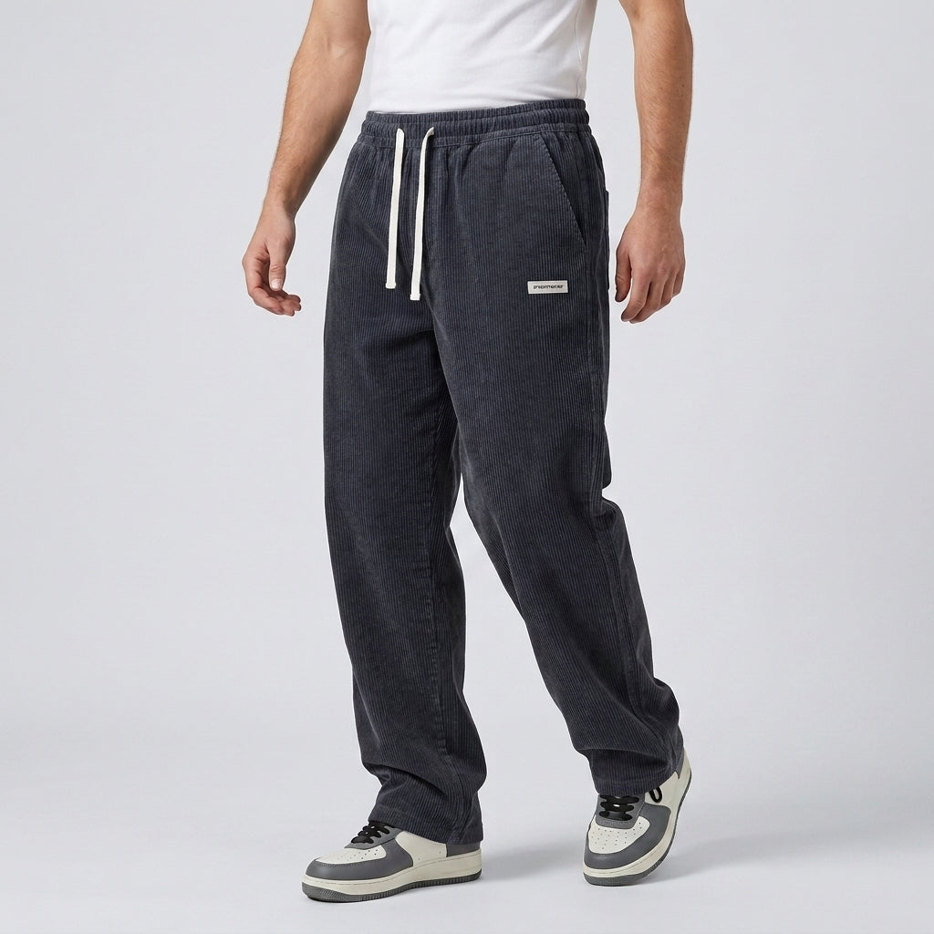 Męskie spodnie sztruksowe ze sznurkiem-Pants for men-Olave