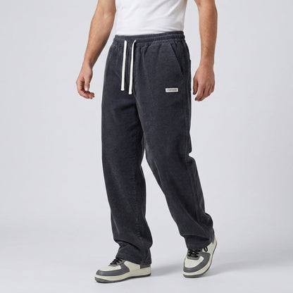 Męskie spodnie sztruksowe ze sznurkiem-Pants for men-Olave