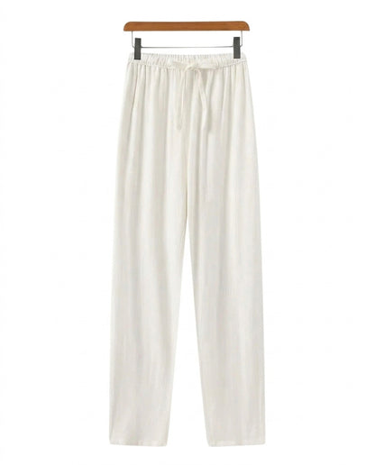 Męskie spodnie z prostymi nogawkami i wiązaniem w talii-Pants for Men-Olave