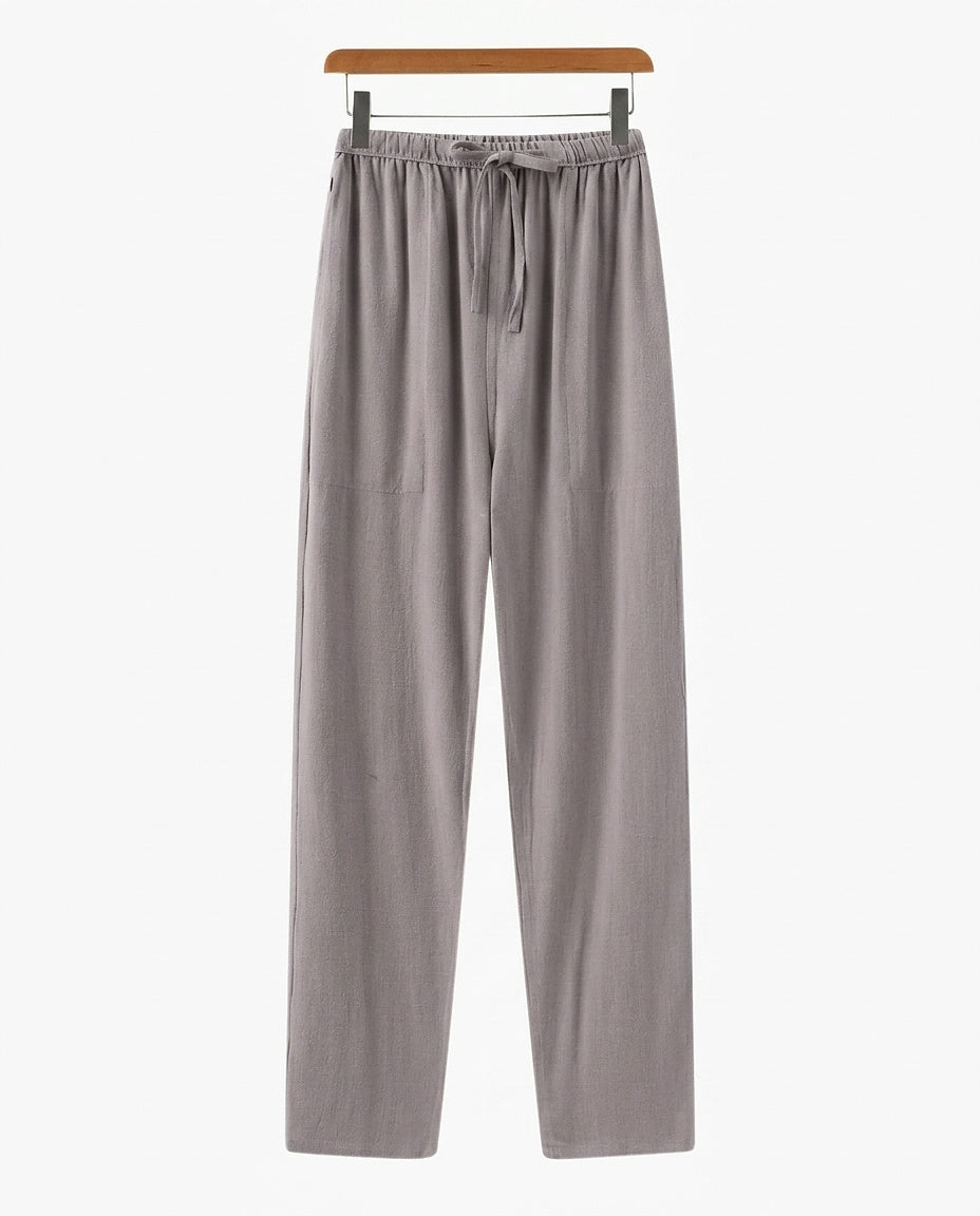 Męskie spodnie z prostymi nogawkami i wiązaniem w talii-Pants for Men-Olave