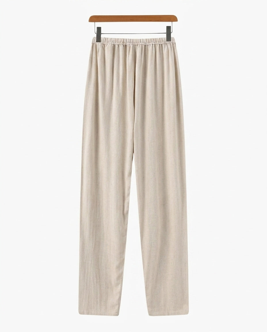Męskie spodnie z prostymi nogawkami i wiązaniem w talii-Pants for Men-Olave