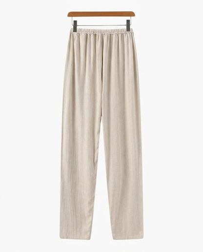 Męskie spodnie z prostymi nogawkami i wiązaniem w talii-Pants for Men-Olave