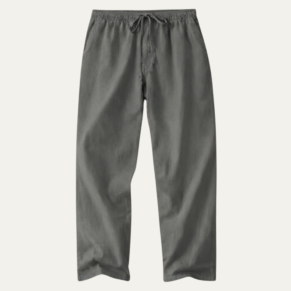 Męskie spodnie z szerokimi nogawkami z domieszką lnu-Pants for Men-Olave