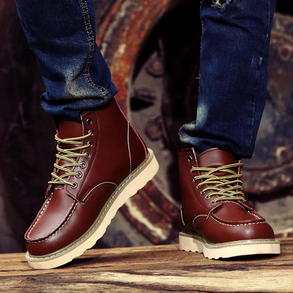 Męskie sznurowane botki z przeszyciem typu moc-toe-Footwear for men-Olave