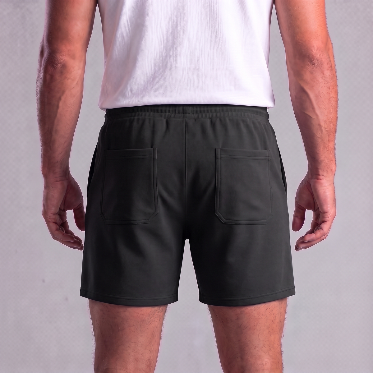 Męskie szorty dresowe ze sznurkiem i przeszyciami-Shorts for men-Olave