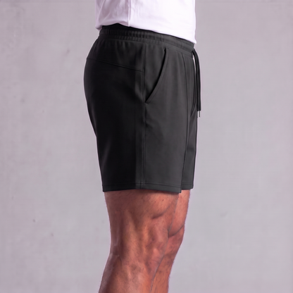Męskie szorty dresowe ze sznurkiem i przeszyciami-Shorts for men-Olave