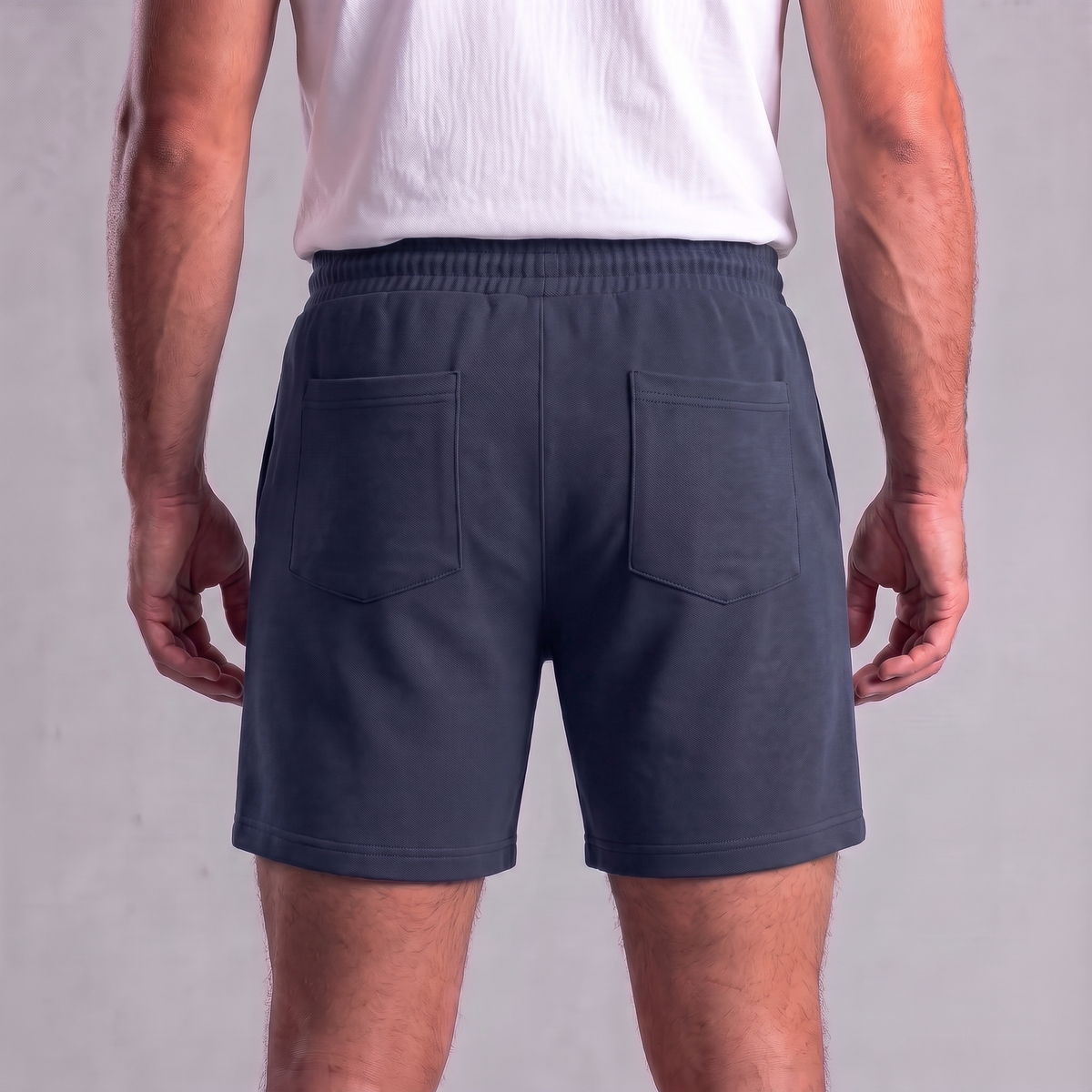 Męskie szorty dresowe ze sznurkiem i przeszyciami-Shorts for men-Olave