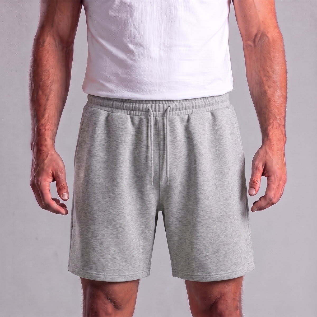 Męskie szorty dresowe ze sznurkiem i przeszyciami-Shorts for men-Olave