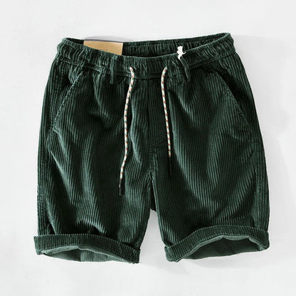 Męskie szorty sztruksowe ze sznurkiem-Shorts for men-Olave