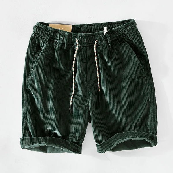 Męskie szorty sztruksowe ze sznurkiem-Shorts for men-Olave