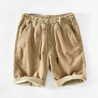 Męskie szorty sztruksowe ze sznurkiem-Shorts for men-Olave