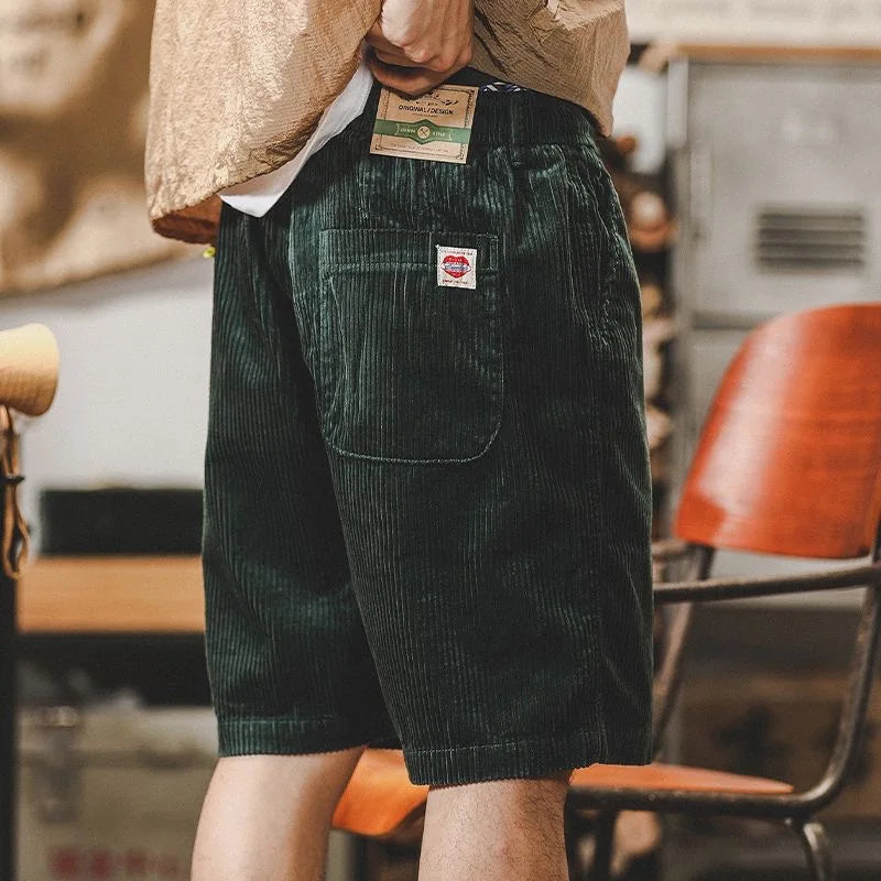 Męskie szorty sztruksowe ze sznurkiem-Shorts for men-Olave