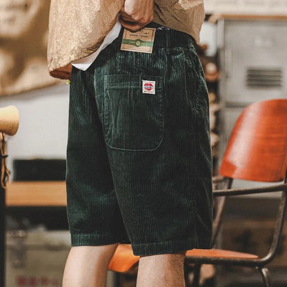 Męskie szorty sztruksowe ze sznurkiem-Shorts for men-Olave