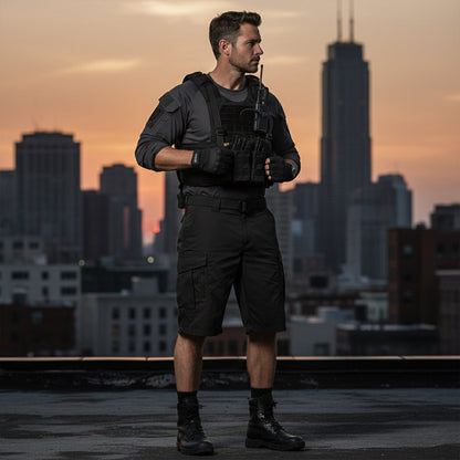 Męskie szorty taktyczne typu cargo ze zintegrowanym paskiem-Shorts for men-Olave