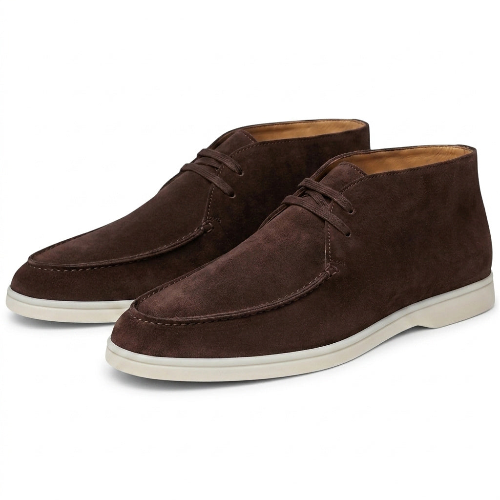 Męskie zamszowe buty typu chukka z przeszyciem typu moc-toe 1
