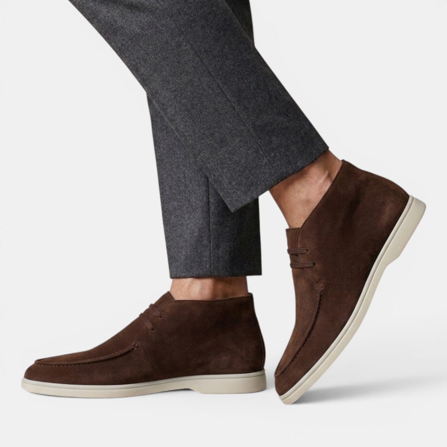 Męskie zamszowe buty typu chukka z przeszyciem typu moc-toe 2
