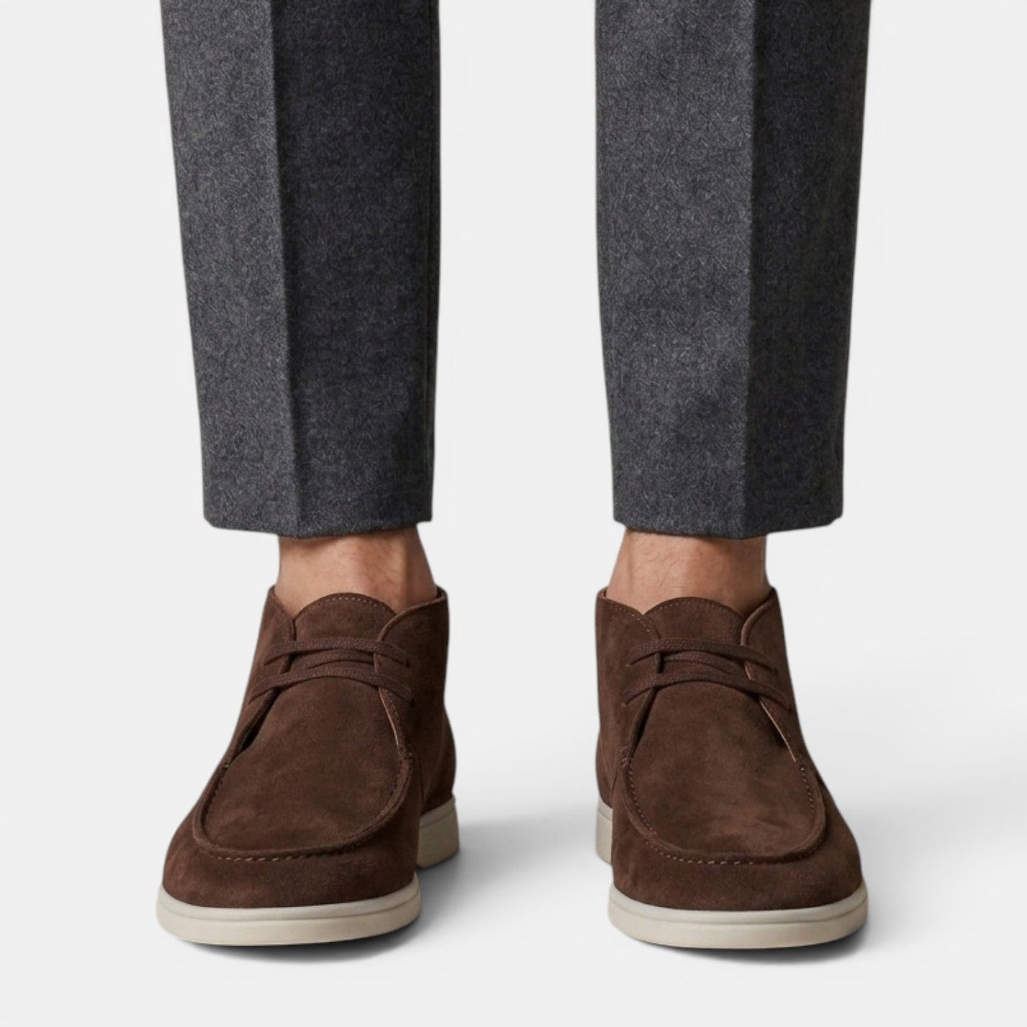 Męskie zamszowe buty typu chukka z przeszyciem typu moc-toe 3