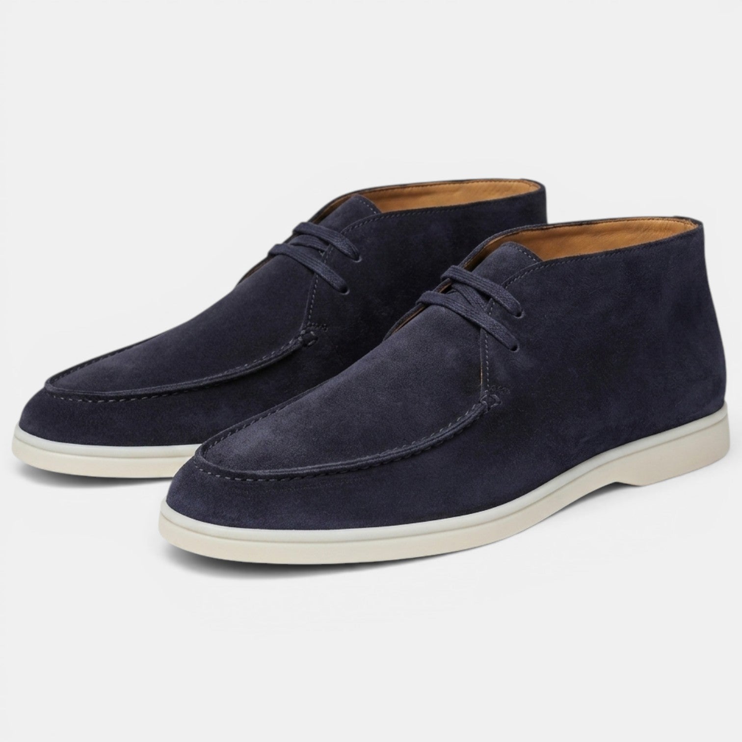 Męskie zamszowe buty typu chukka z przeszyciem typu moc-toe 5