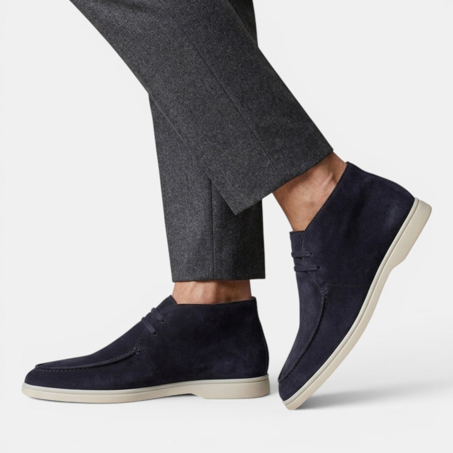 Męskie zamszowe buty typu chukka z przeszyciem typu moc-toe 6