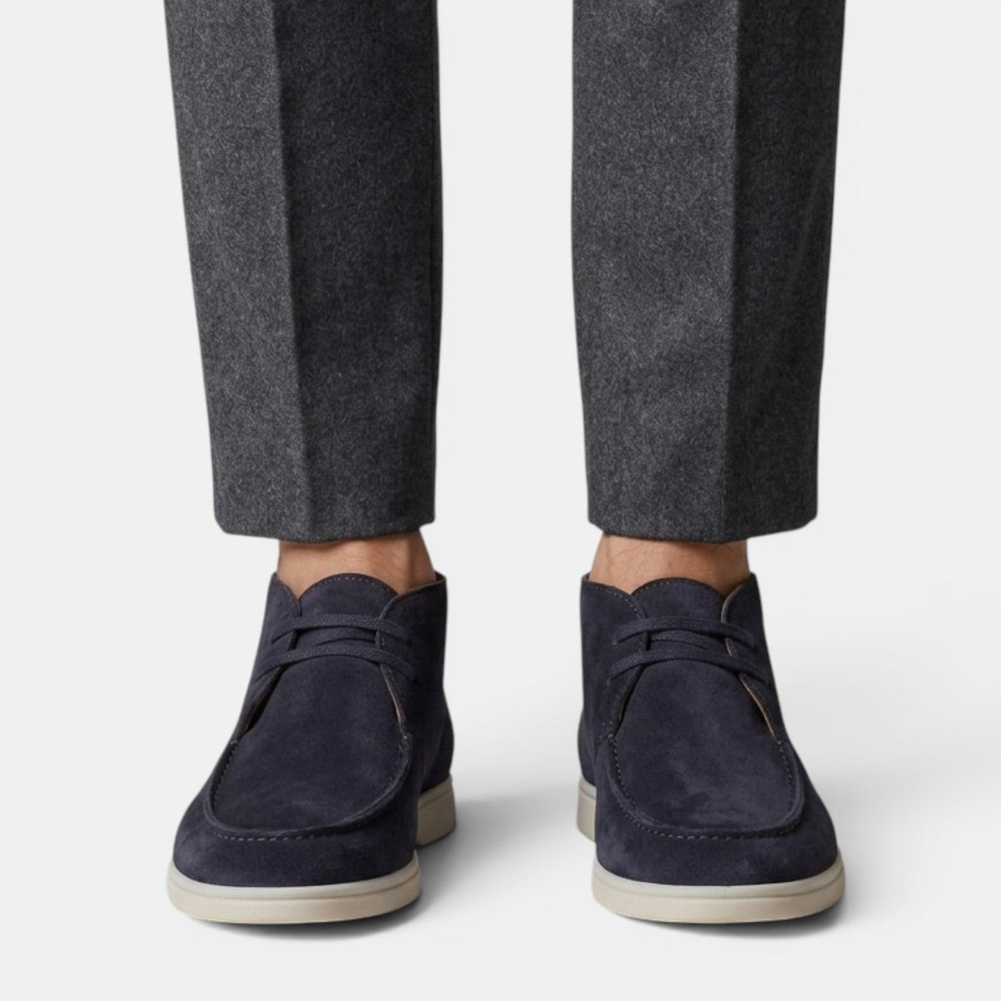 Męskie zamszowe buty typu chukka z przeszyciem typu moc-toe 7