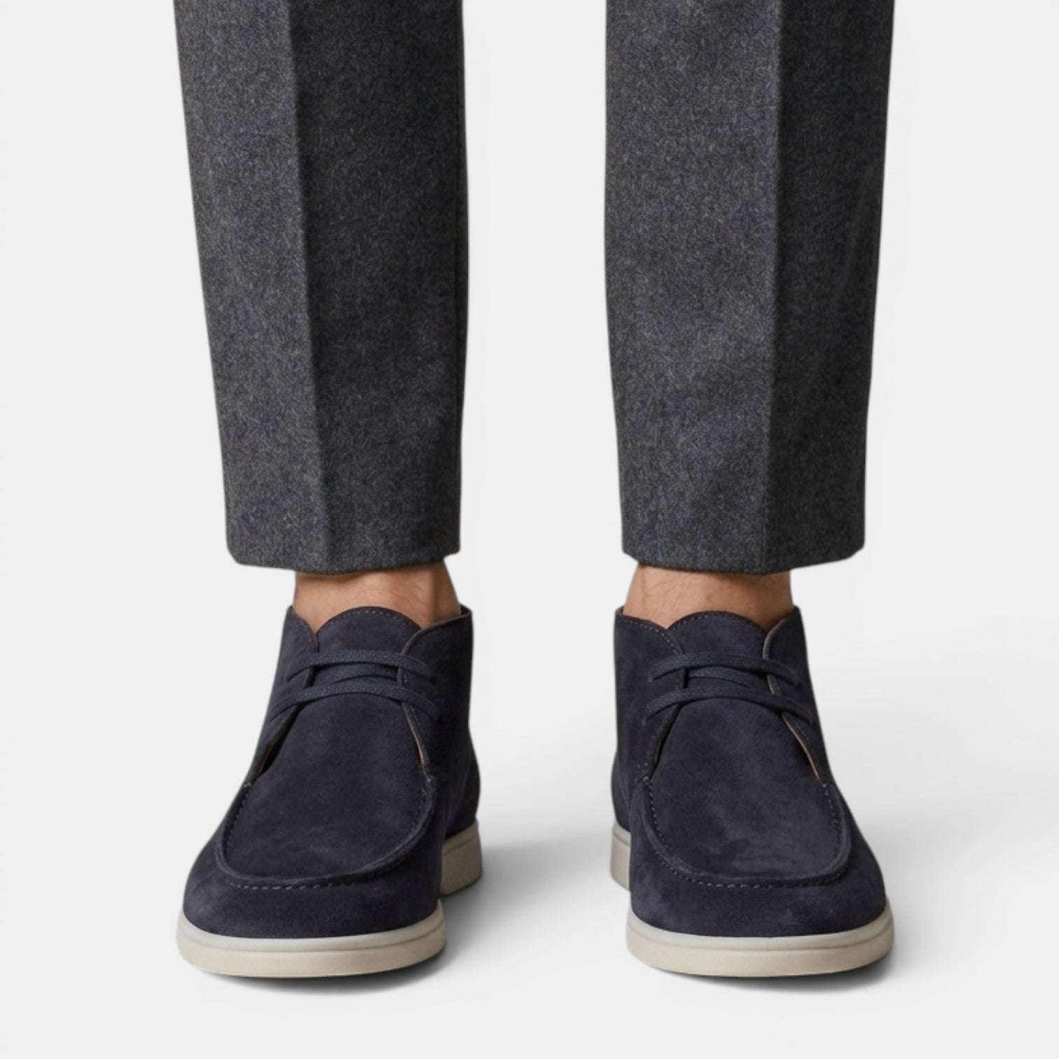 Męskie zamszowe buty typu chukka z przeszyciem typu moc-toe 7